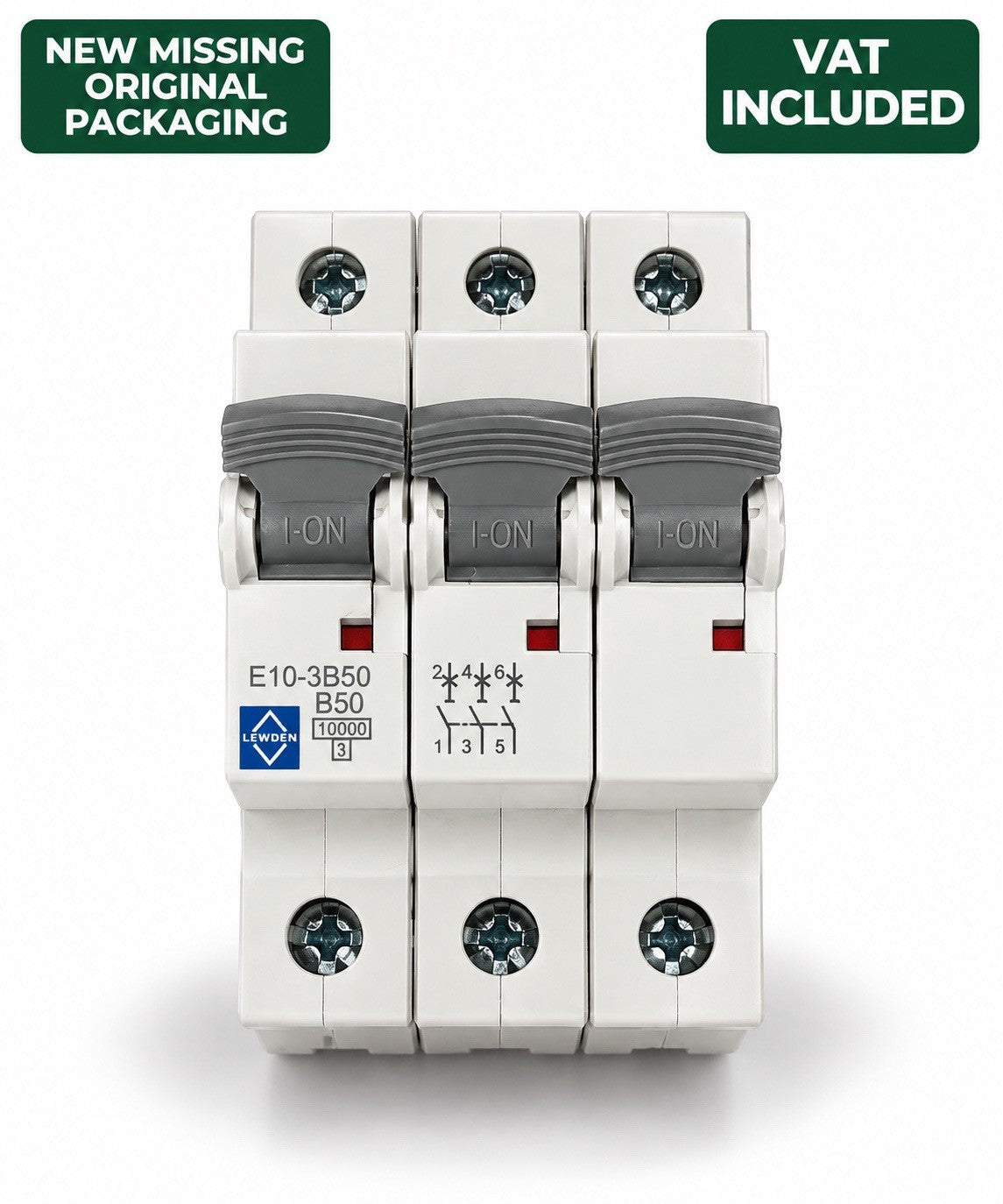 Lewden E10-3B50 B50 50A Type B 10kA 3 Pole MCB Three Phase Circuit Breaker