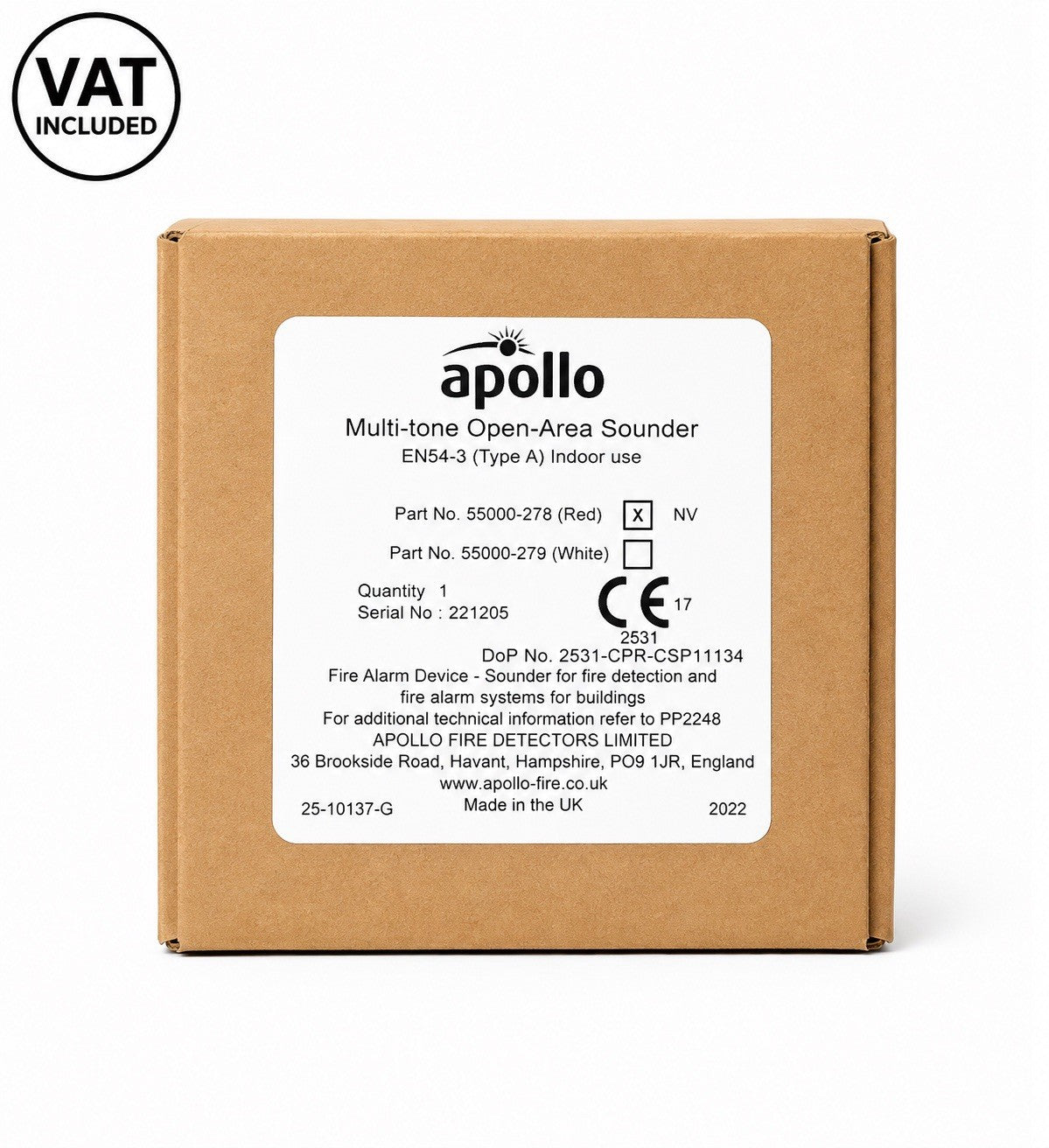 Apollo 55000-278 Multi-Tone Open Area Sounder Red EN54 Fire Alarm Device New