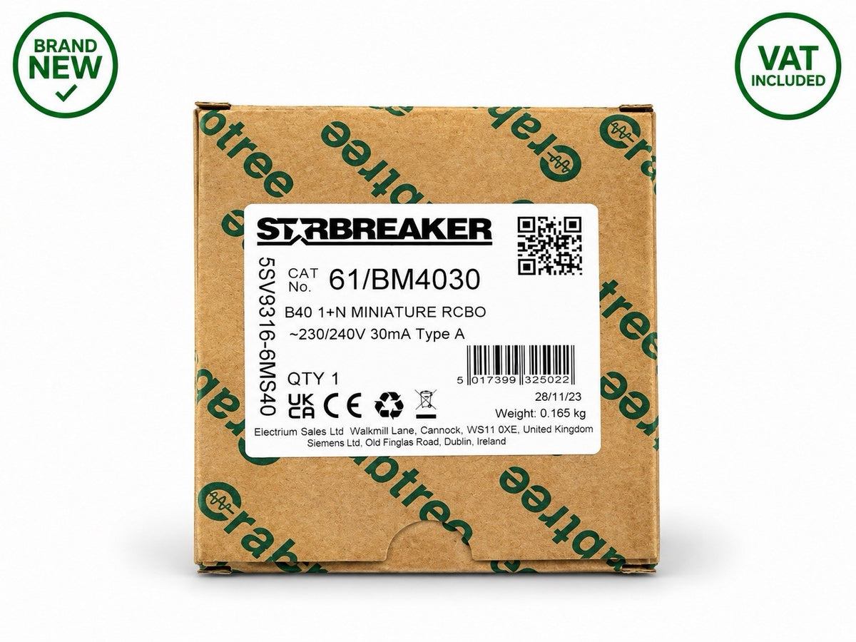 Crabtree Starbreaker 40A B40 Miniature RCBO 30mA Type A 61/BM4030 Brand New