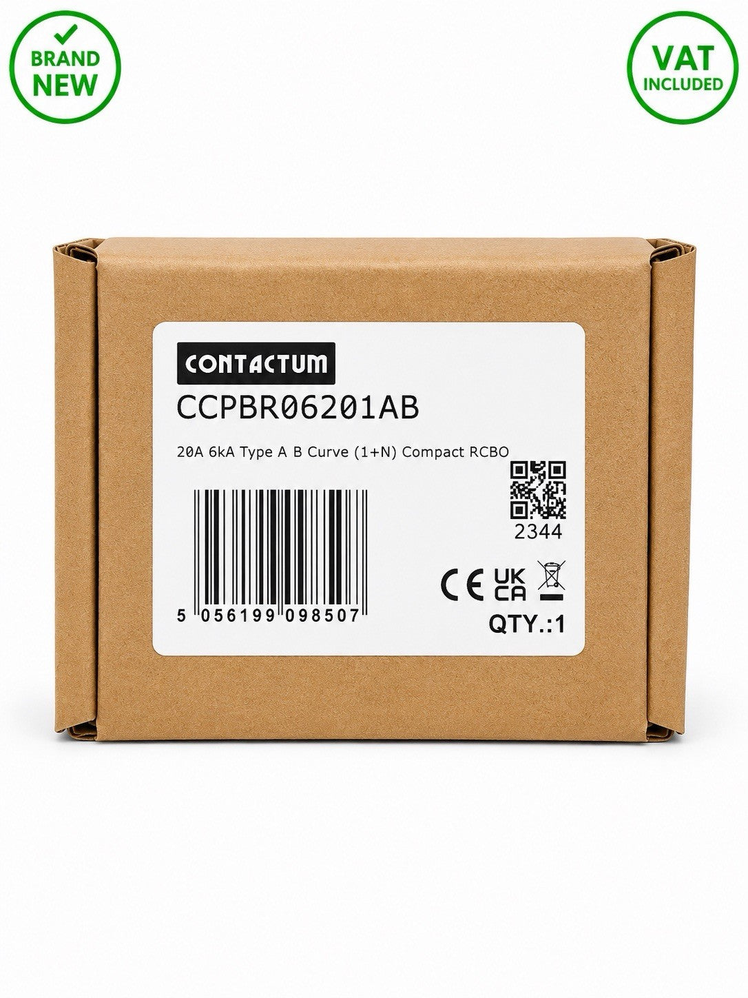 Contactum CCPBR06201AB B20 20A Type A Compact RCBO 6kA 1P+N