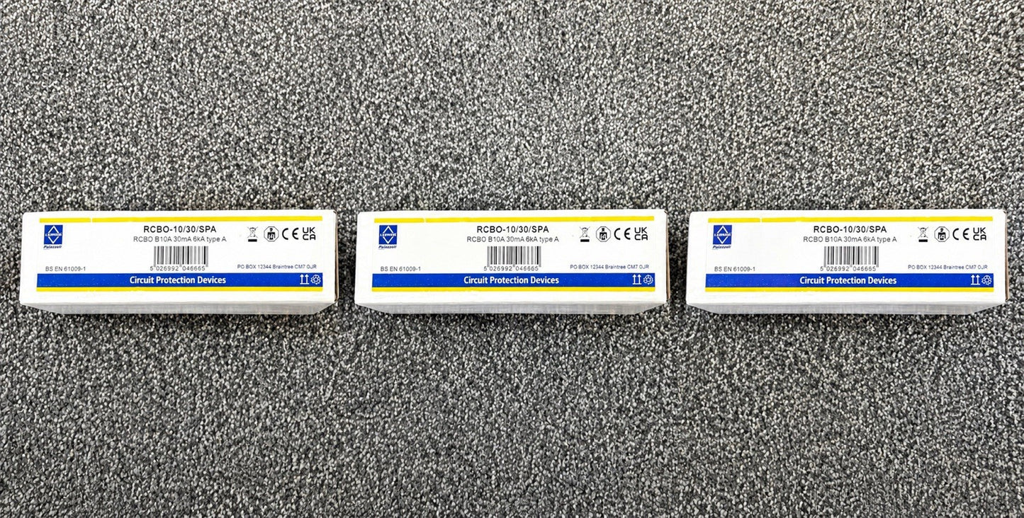 3x Lewden RCBO-10/30/SPA B10 10A 30mA Type A RCBO 6kA Brand New