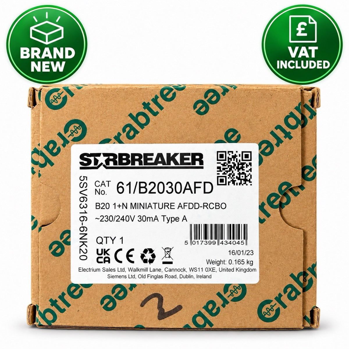 Crabtree Starbreaker 61/B2030AFD 20A Type A AFDD RCBO 30mA New VAT Included