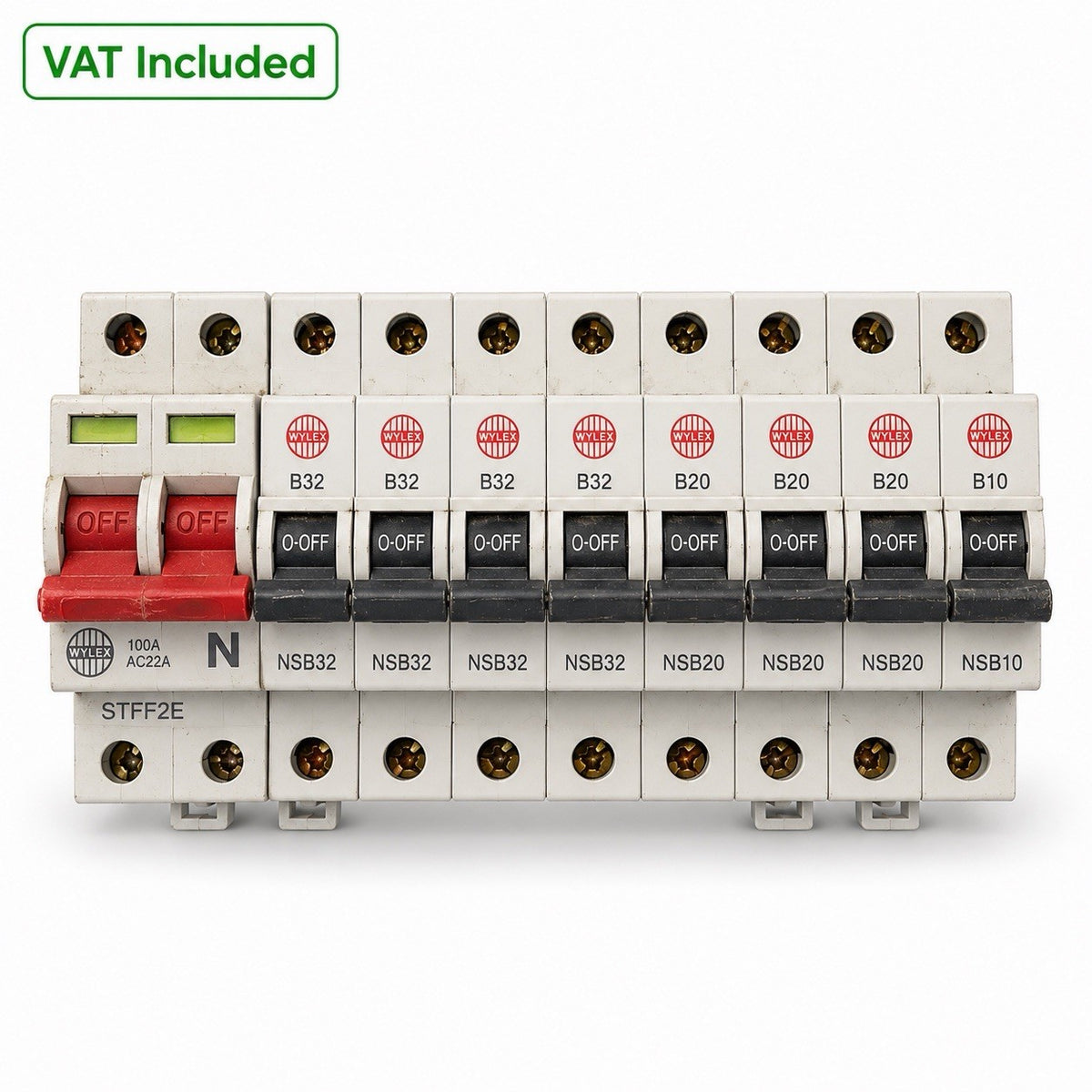 Wylex NSB MCB Bundle 8 Breakers B10 B20 B32 With 100A Main Switch Used