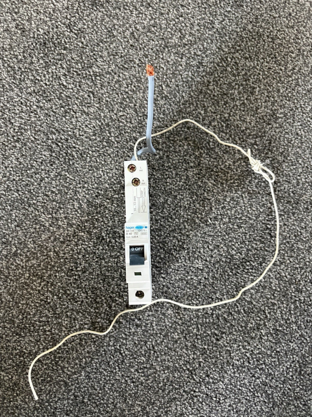 HAGER 40 AMP TYPE B 6 kA 30 mA RCBO AD111 104276