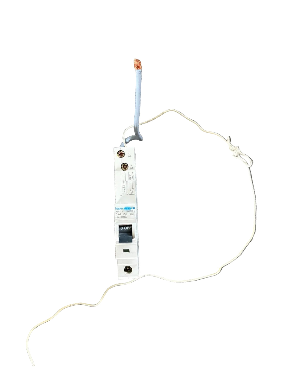 HAGER 40 AMP TYPE B 6 kA 30 mA RCBO AD111 104276