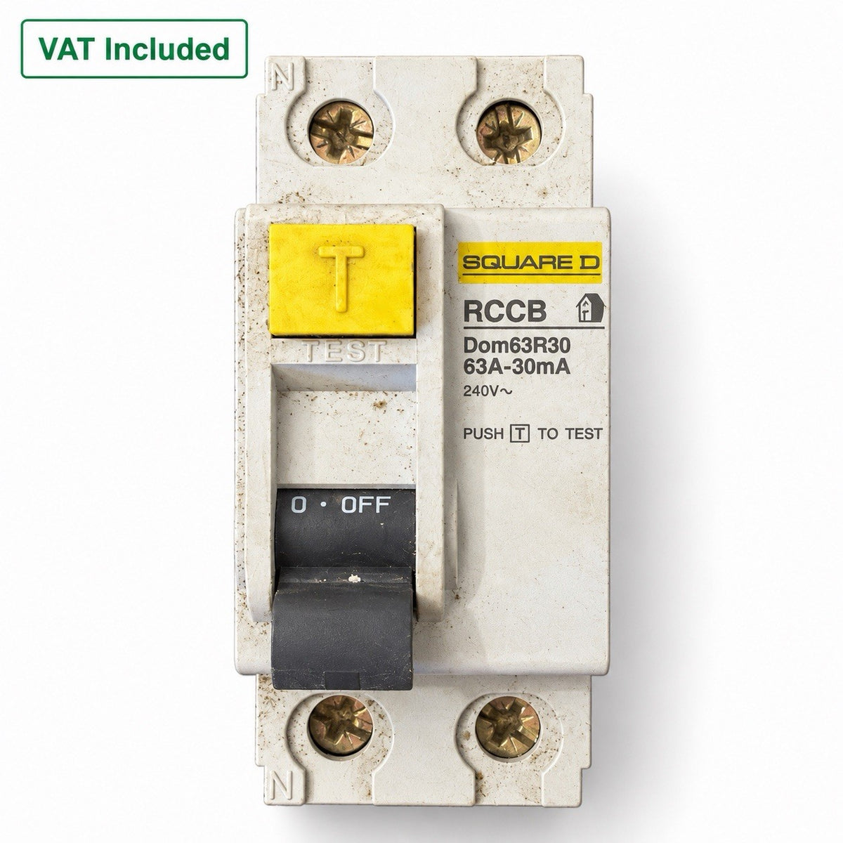 Square D DOM63R30 63A 30mA Double Pole RCCB RCD 240V Used