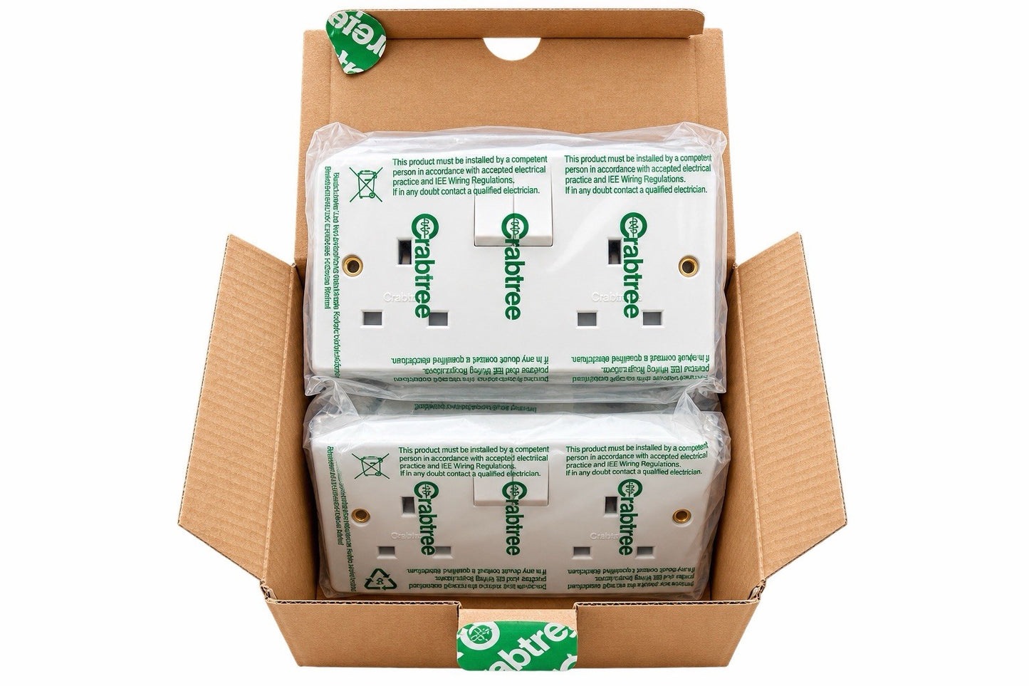 5x Crabtree Capital 4306 13A 2 Gang Switched Double Socket Dual Earth White