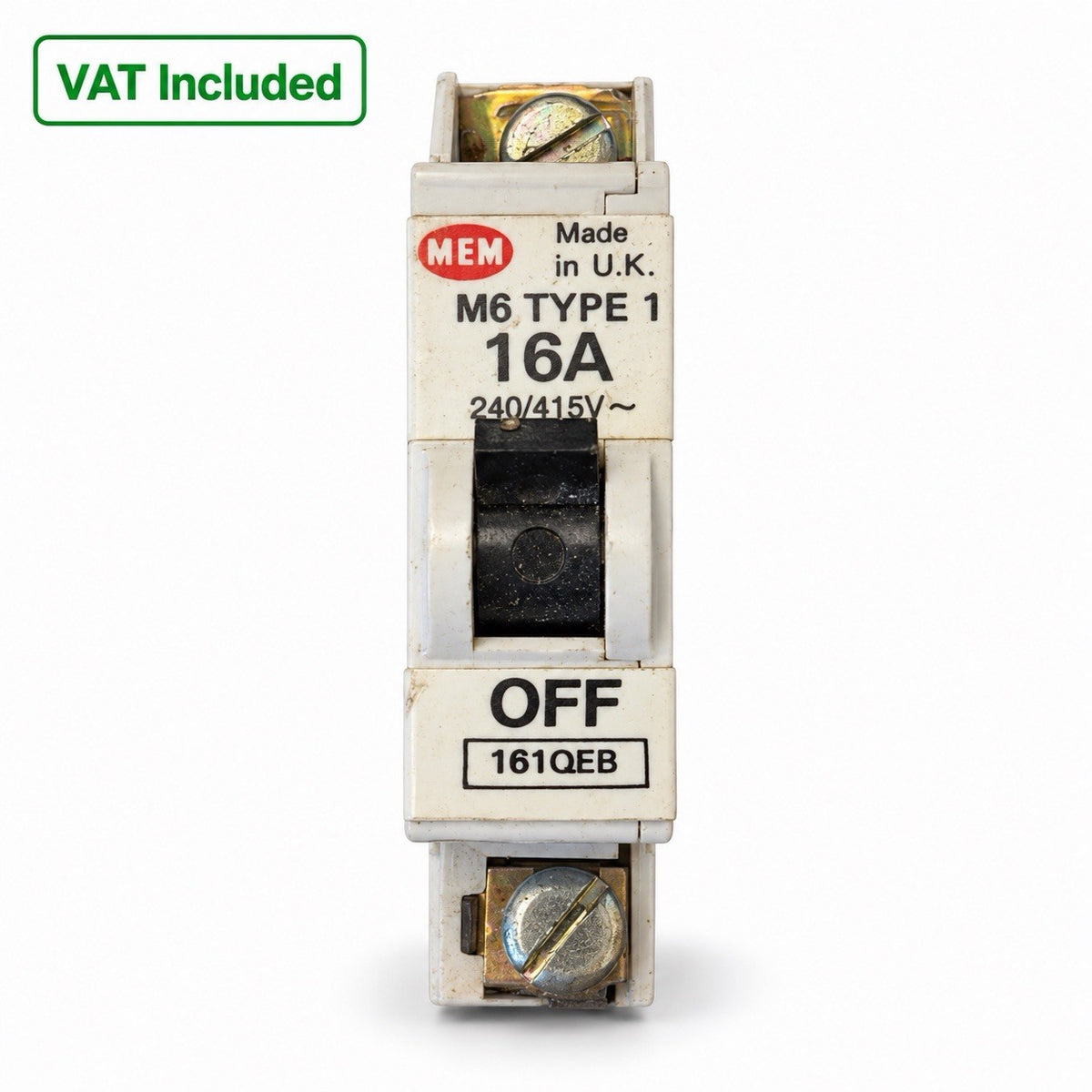 MEM 161QEB 16A Type 1 Single Pole MCB Circuit Breaker Used