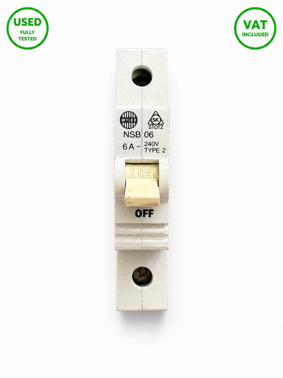 Wylex NSB06 6A Type 2 MCB Circuit Breaker 240V Used Fully Tested