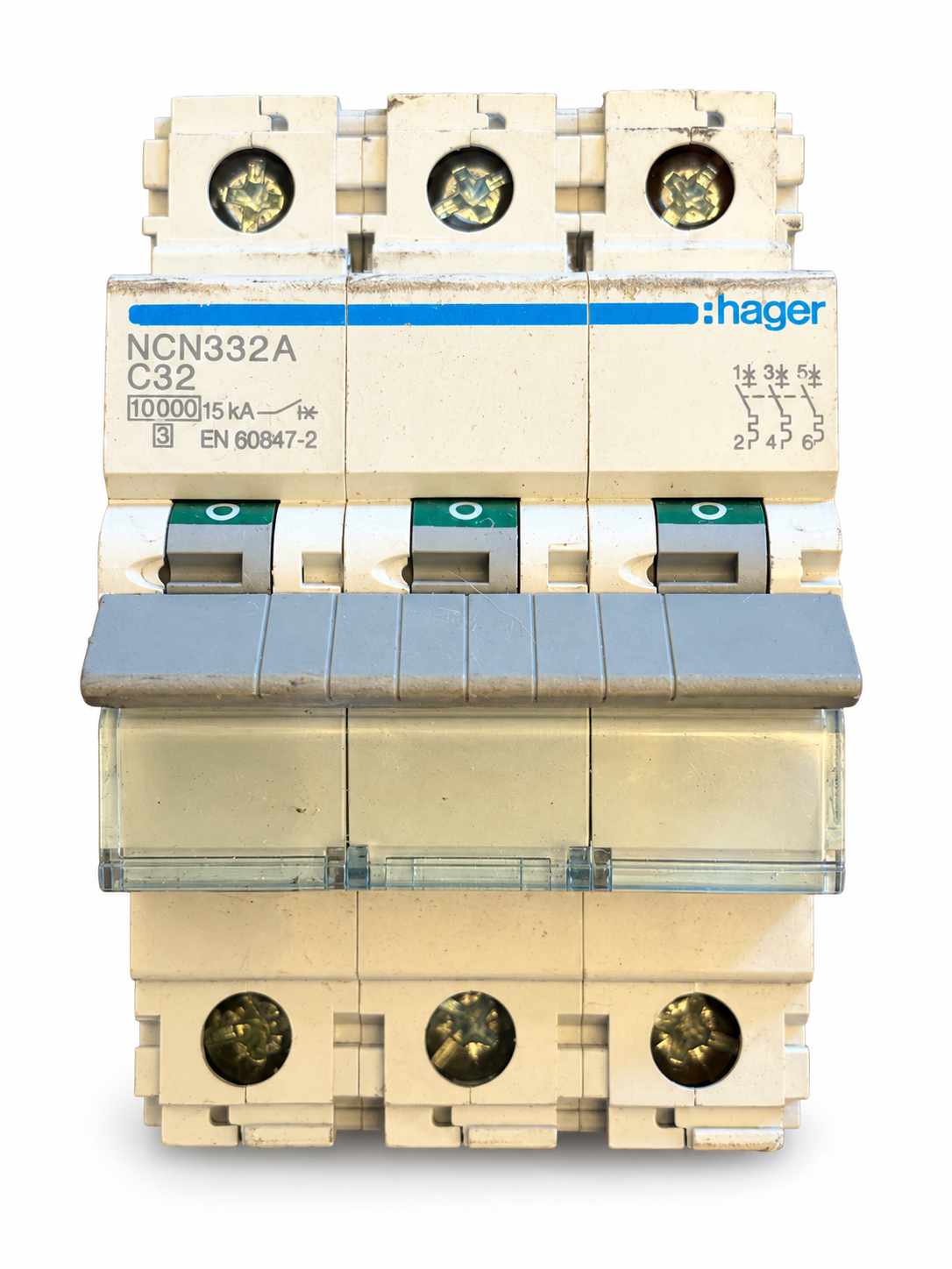 Hager NCN332A C32 32A 3 Pole Type C MCB Used