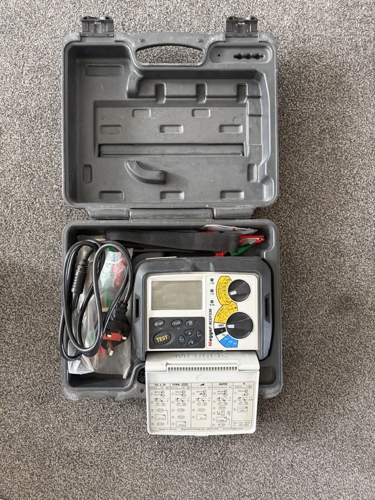 Megger RCDT330 RCD Tester Residual Current Device Trip Time & Current Test
