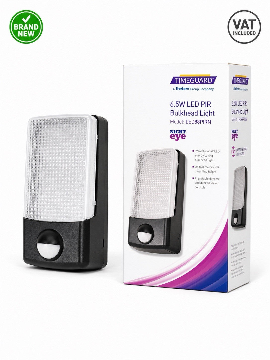 Timeguard LED88PIRN Night Eye 6.5W LED PIR Bulkhead Security Light Sensor