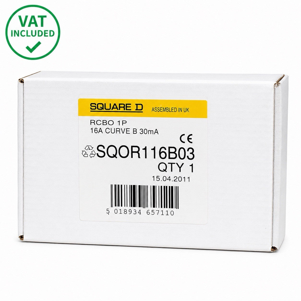 Square D SQOR116B03 RCBO 16A B Curve 30mA 1 Pole Brand New VAT Included