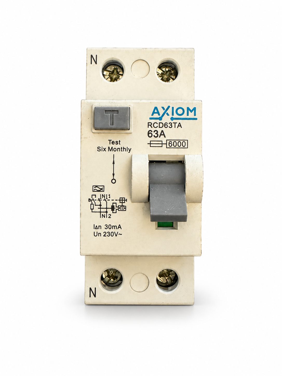 Axiom RCD63TA 63A 30mA 230V Double Pole RCD RCCB Used