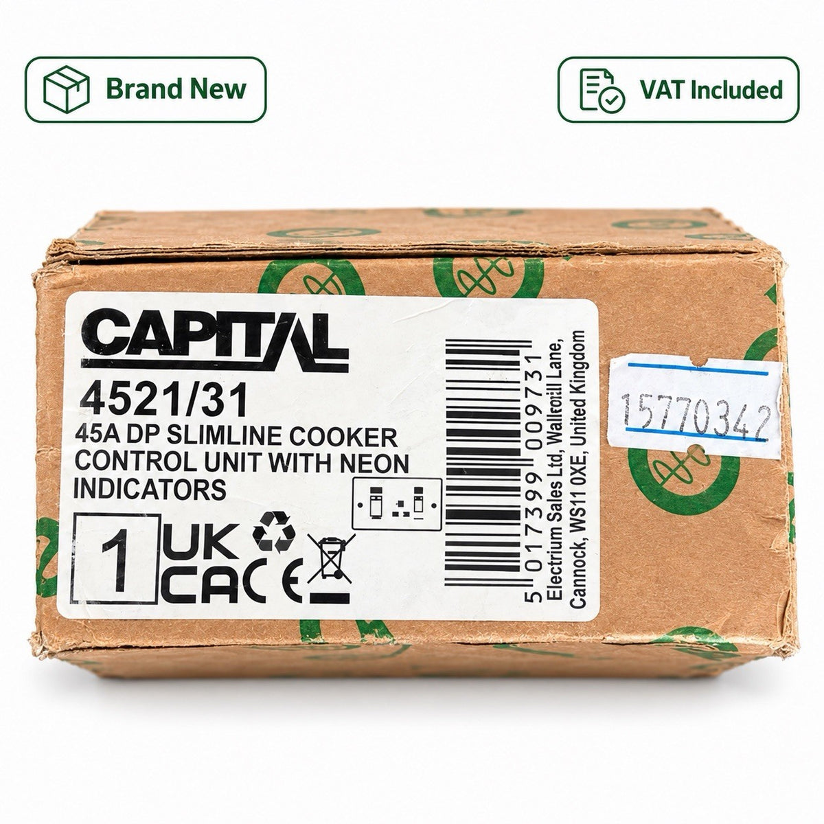 Capital 4521/31 45A DP Slimline Cooker Control Unit Neon Indicators New Boxed