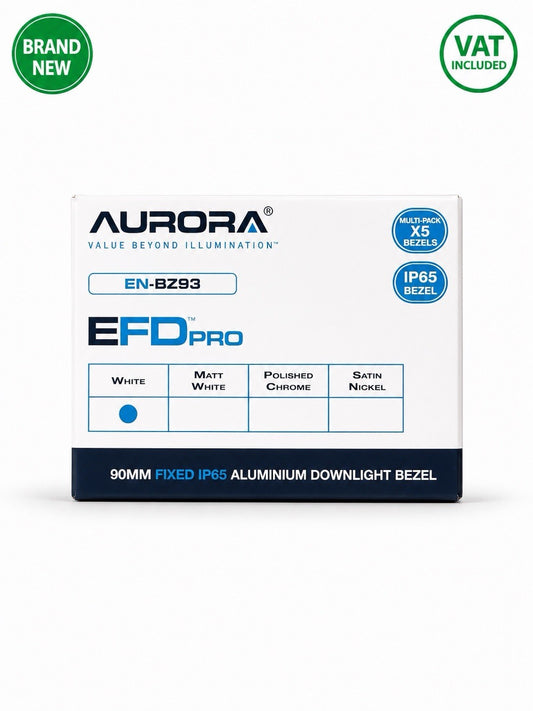 Aurora EN-BZ93 EFD Pro 90mm Fixed IP65 White Downlight Bezels 5 Pack Brand New