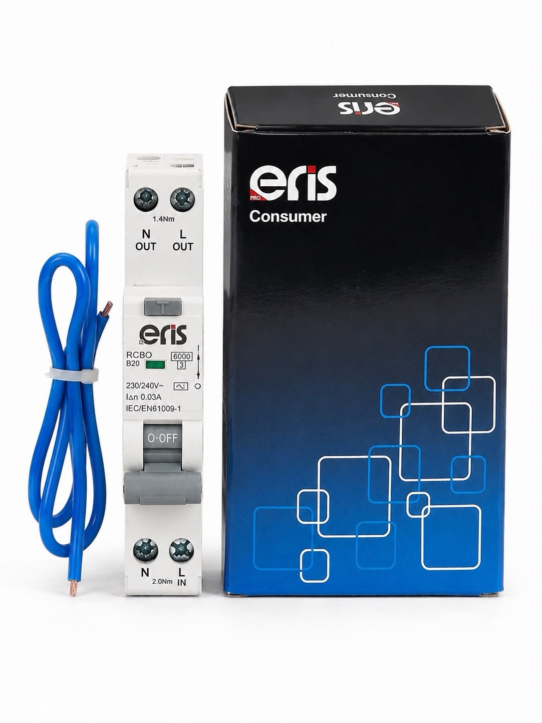 Eris Consumer B20 20A 30mA RCBO Type B 6kA Circuit Breaker Brand New