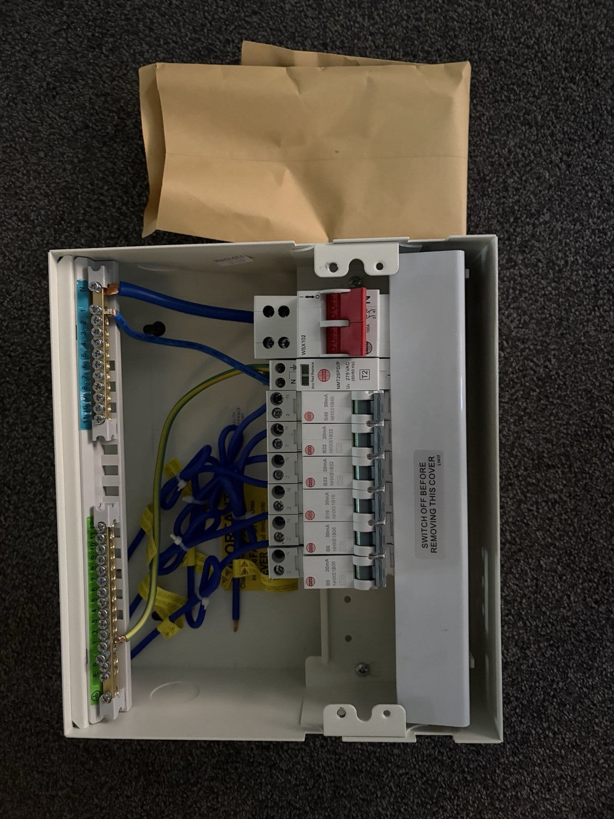 Wylex WNM2711L Metal Consumer Unit 100A Main Switch Type 2 SPD 6 RCBOs