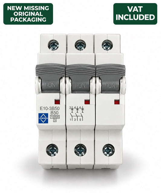 Lewden E10-3B50 B50 50A Type B 10kA 3 Pole MCB Three Phase Circuit Breaker
