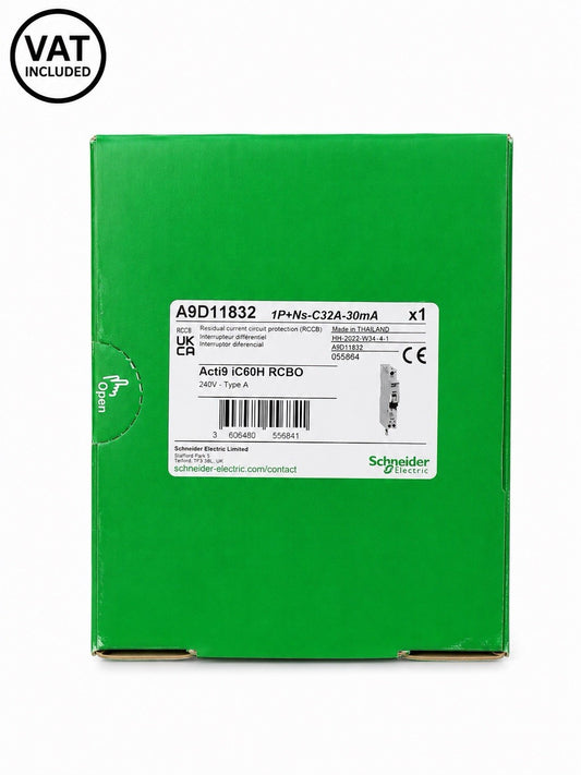 Schneider Acti9 iC60H RCBO A9D11832 C32A 30mA Type A 1P+N 6kA MCB/RCD