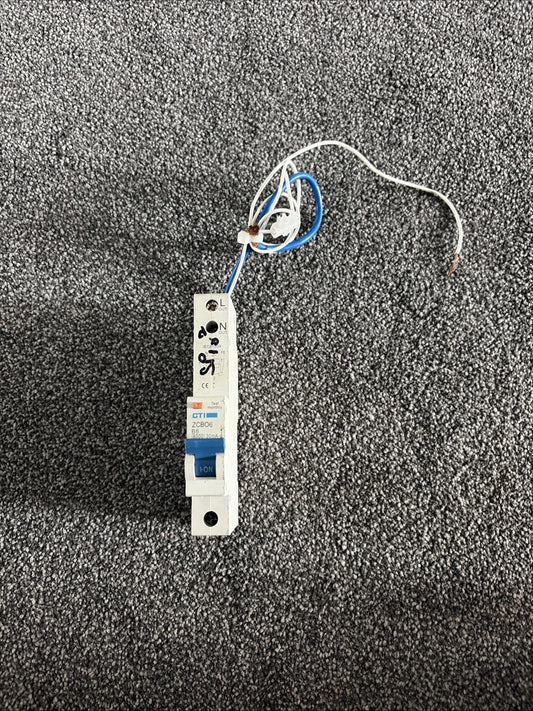 CTI B6 6 AMP 30mA ZCBO6 6KA SINGLE POLE RCBO CIRCUIT BREAKER