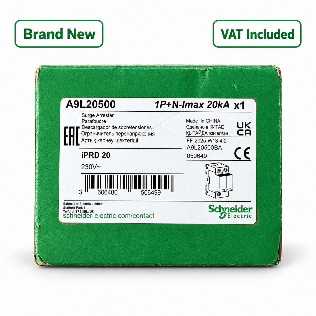 Schneider Electric A9L20500 iPRD20 1P+N 20kA Surge Protection Device SPD New