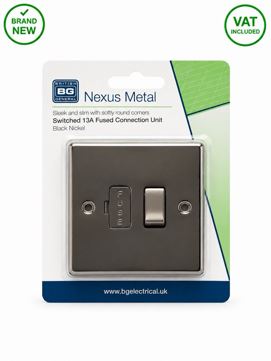 BG Nexus Metal Black Nickel 13A Switched Fused Connection Unit FCU