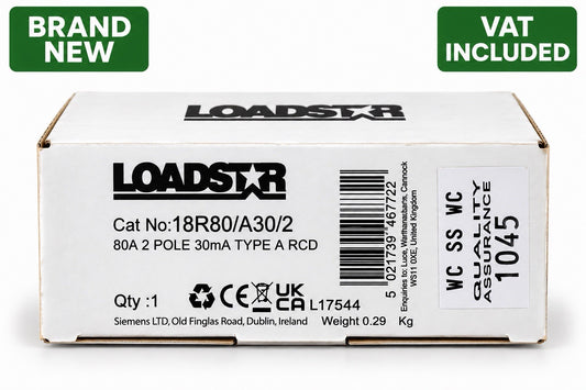 Crabtree Loadstar 18R80/A30/2 80A 30mA Type A 2 Pole RCCB RCD Brand New