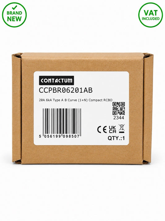 Contactum CCPBR06201AB B20 20A Type A Compact RCBO 6kA 1P+N