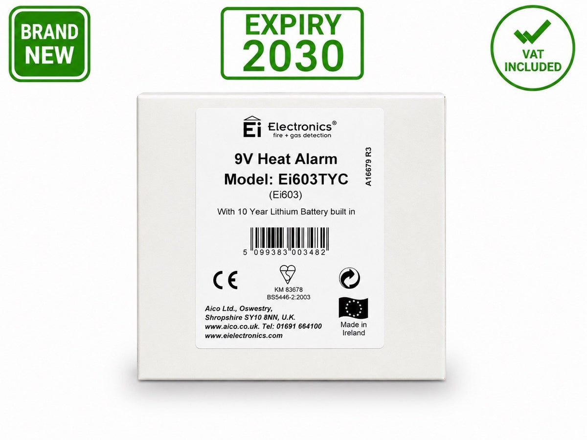 Aico Ei Electronics Ei603TYC 9V Heat Alarm 10 Year Battery Expiry 2030 Brand New