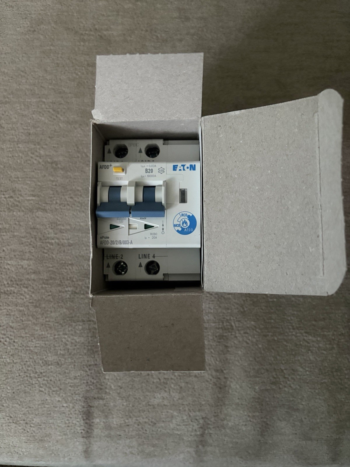 Eaton 187219 AFDD RCBO 20A B Curve 30mA Type A 2 Pole Brand New Boxed