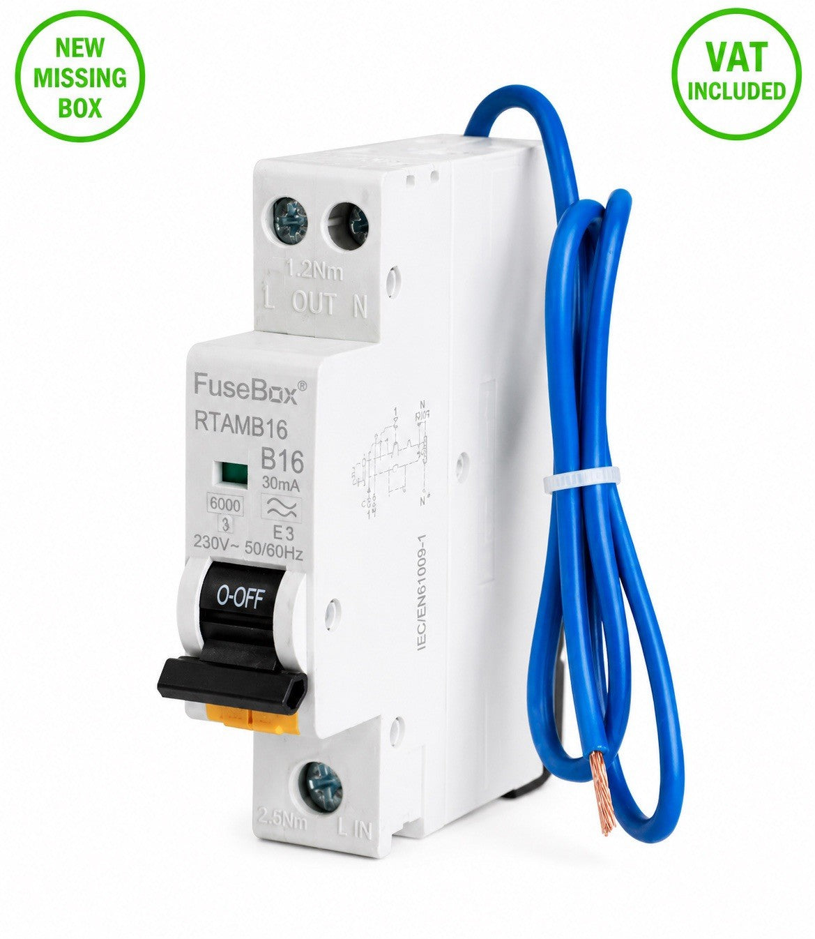 FuseBox RTAMB16 B16 16A 30mA Type A RCBO 6kA New Missing Box