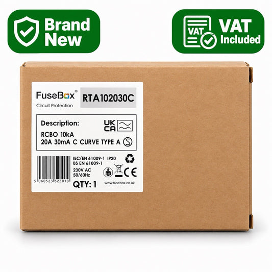 FuseBox RTA102030C 20A C Curve Type A RCBO 30mA 10kA Brand New