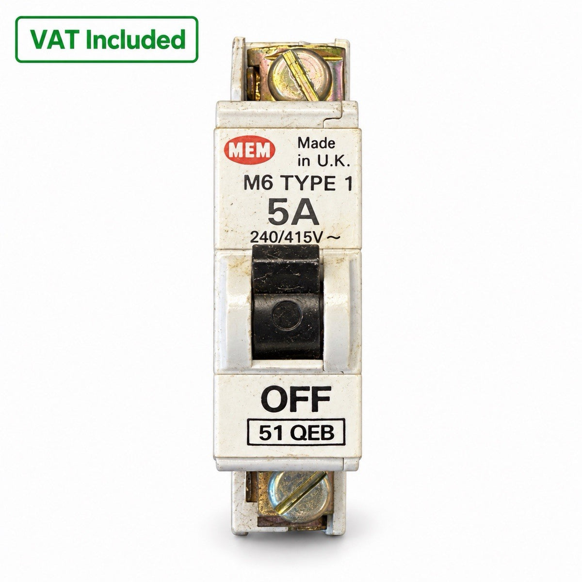MEM 51QEB 5A Type 1 Single Pole MCB Circuit Breaker Used