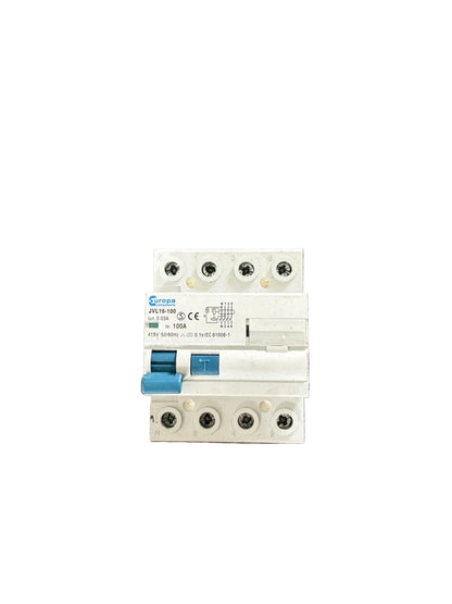 Europa 100 Amp 30mA RCD 4 Pole JVL16-100 3 Phase 0.03A