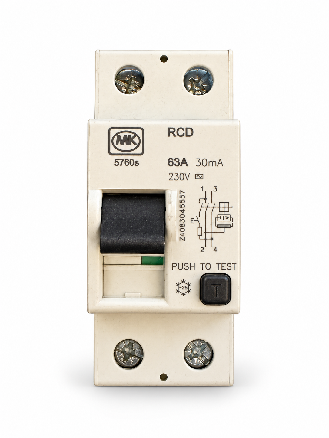 MK 5760s 63A 30mA 230V Double Pole Type AC RCD Used