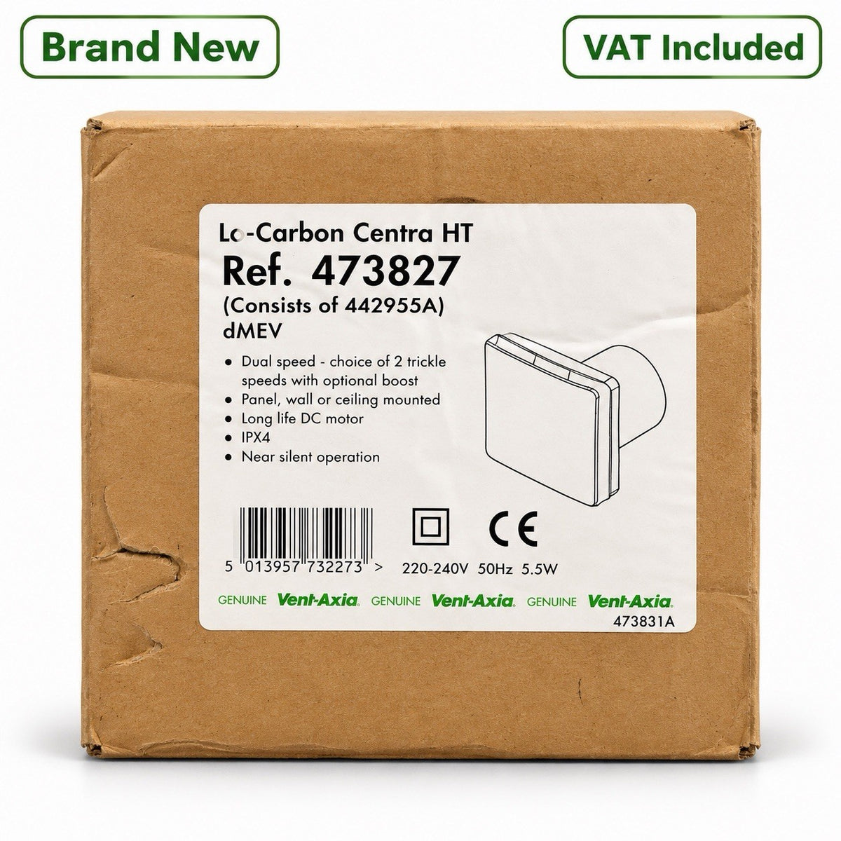 Vent-Axia Lo-Carbon Centra HT 473827 442955A dMEV Extractor Fan Brand New