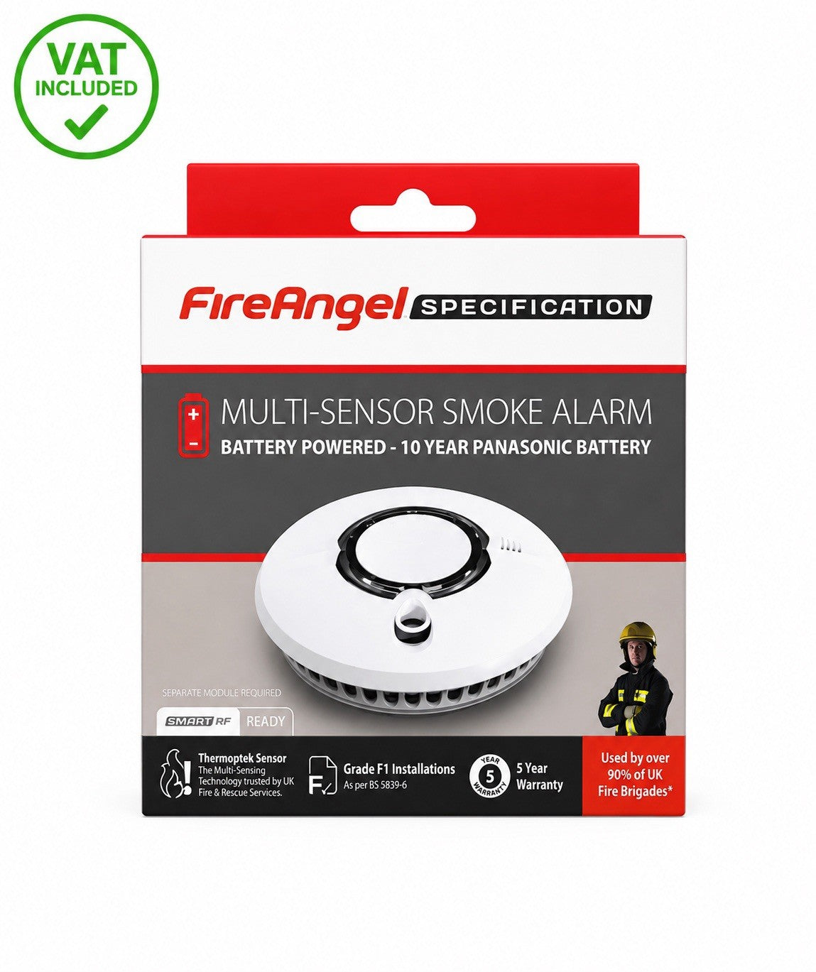 FireAngel Multi-Sensor Smoke Alarm 10 Year Battery Brand New 2035 Expiry VAT