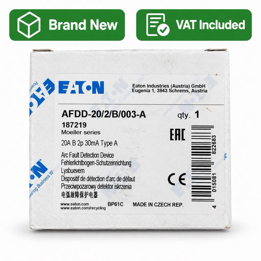 Eaton 187219 AFDD RCBO 20A B Curve 30mA Type A 2 Pole Brand New Boxed