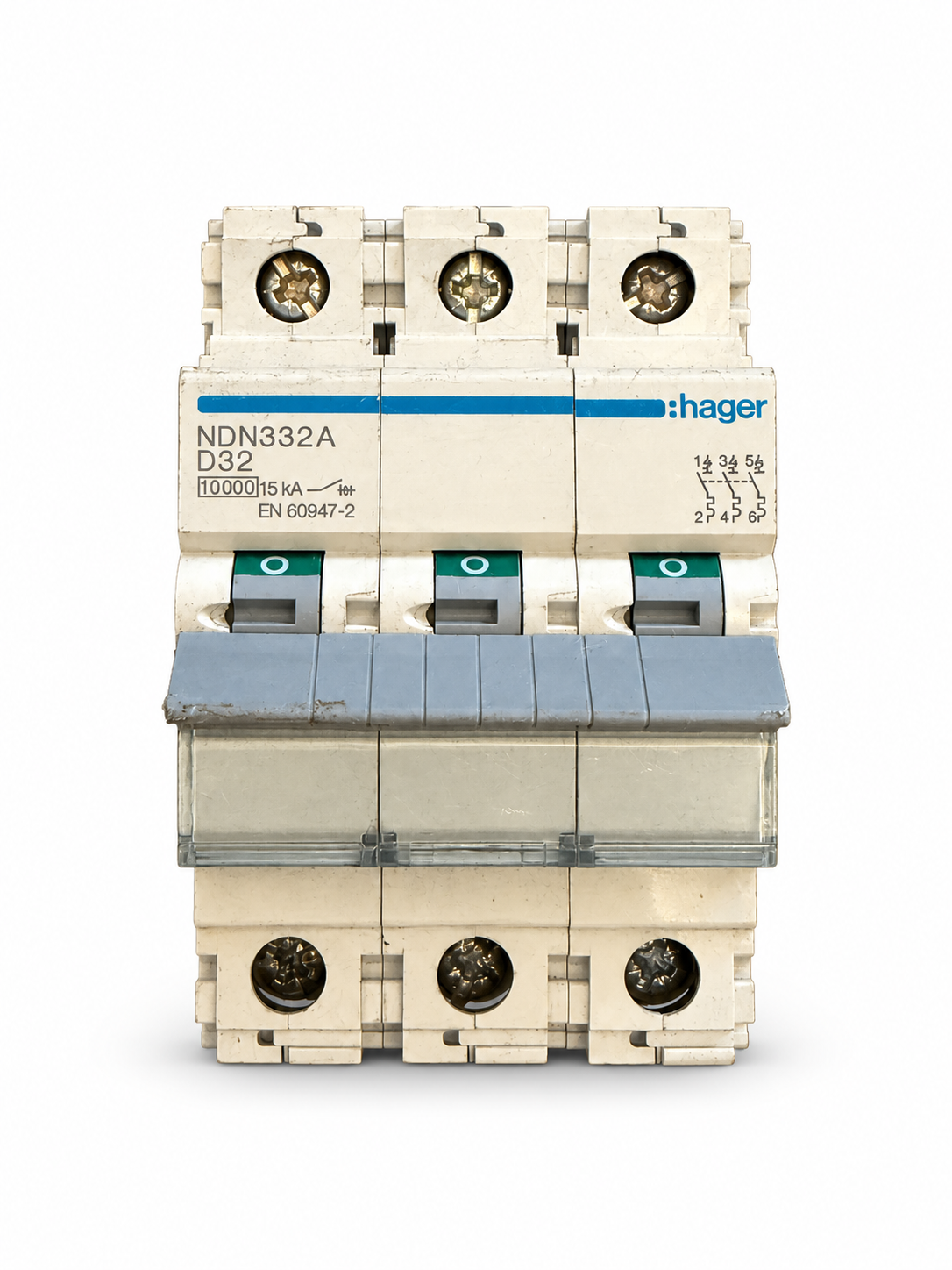 Hager NDN332A D32 32A 3 Pole 10kA MCB Used Tested