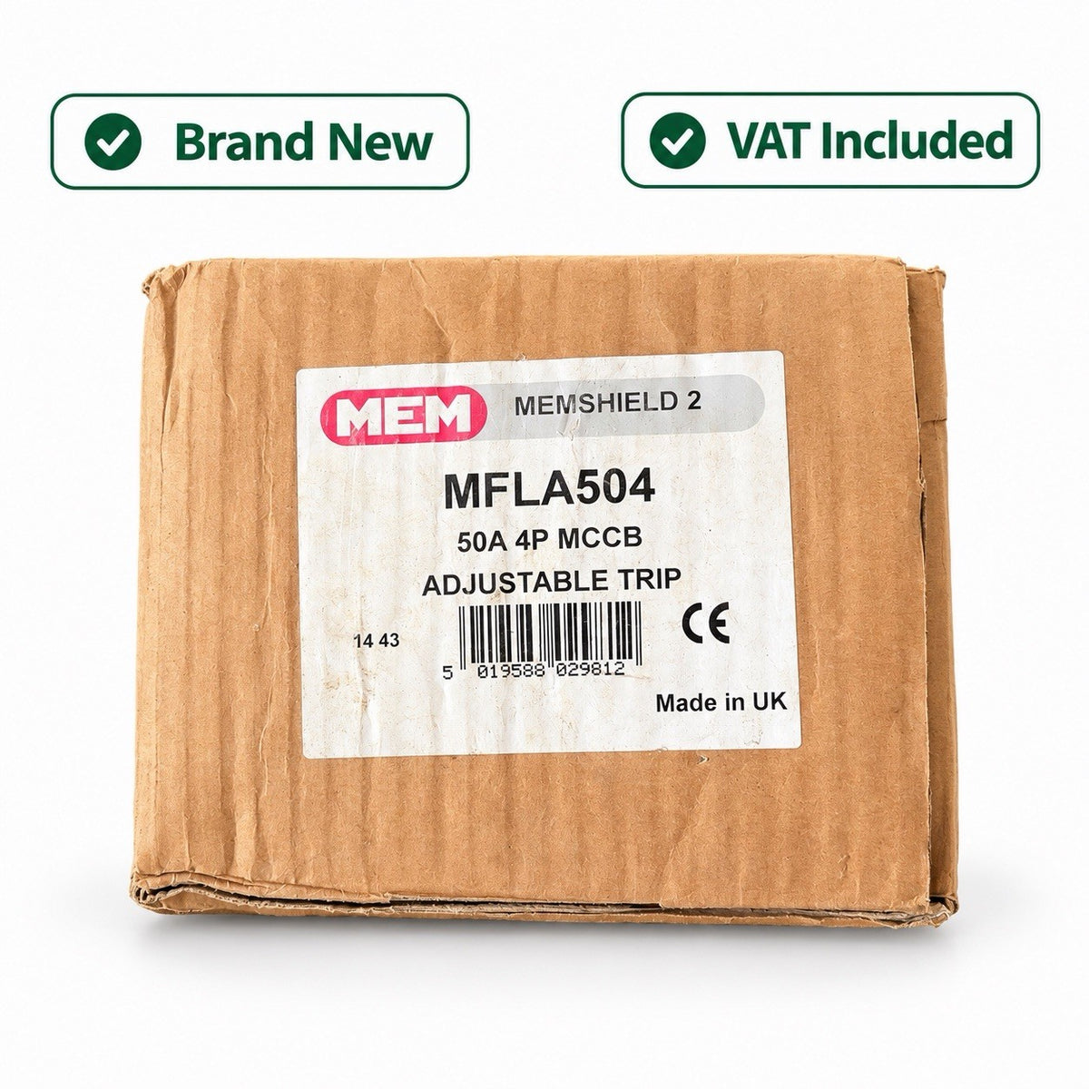 MEM Memshield 2 MFLA504 50A 4 Pole MCCB Adjustable Trip Brand New VAT Included