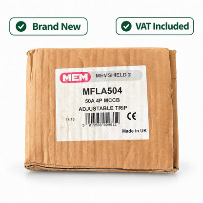 MEM Memshield 2 MFLA504 50A 4 Pole MCCB Adjustable Trip Brand New VAT Included