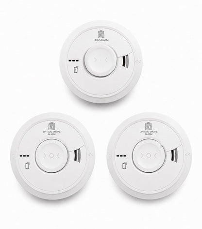 Aico 2x Ei3016 Smoke Alarms 1x Ei3014 Heat Alarm Bundle 2033 Expiry Used