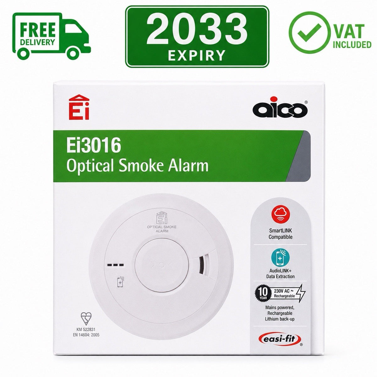 BRAND NEW Aico Ei3016 Optical Smoke Alarm Expiring 2033 VAT Inc