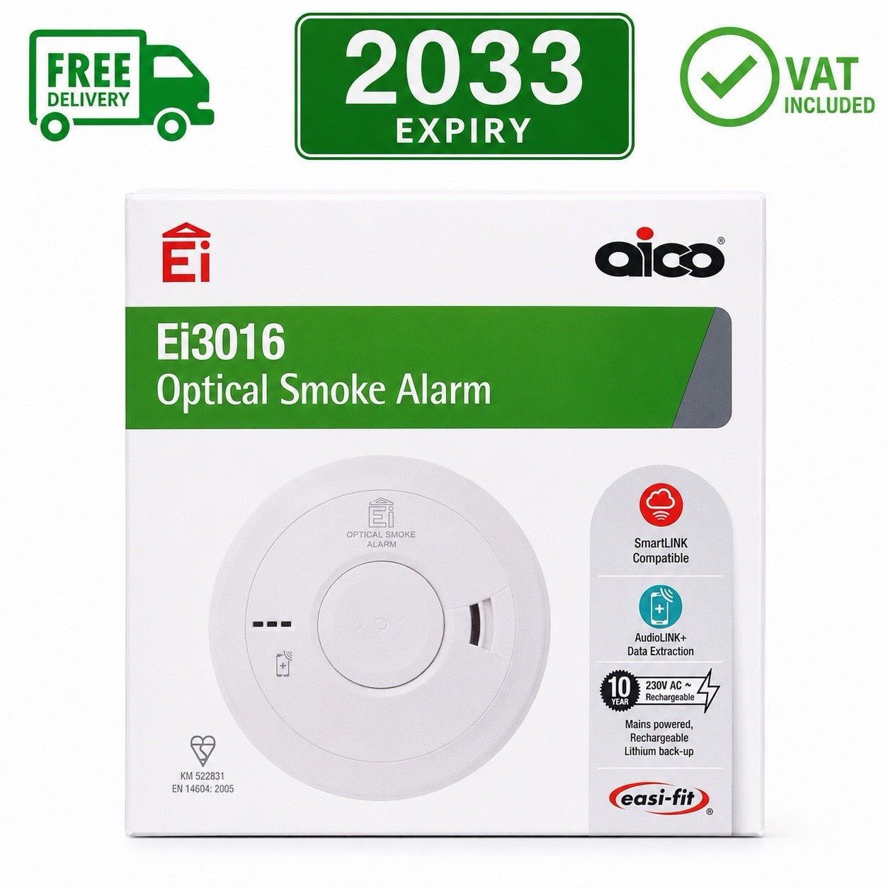 BRAND NEW Aico Ei3016 Optical Smoke Alarm Expiring 2033 VAT Inc