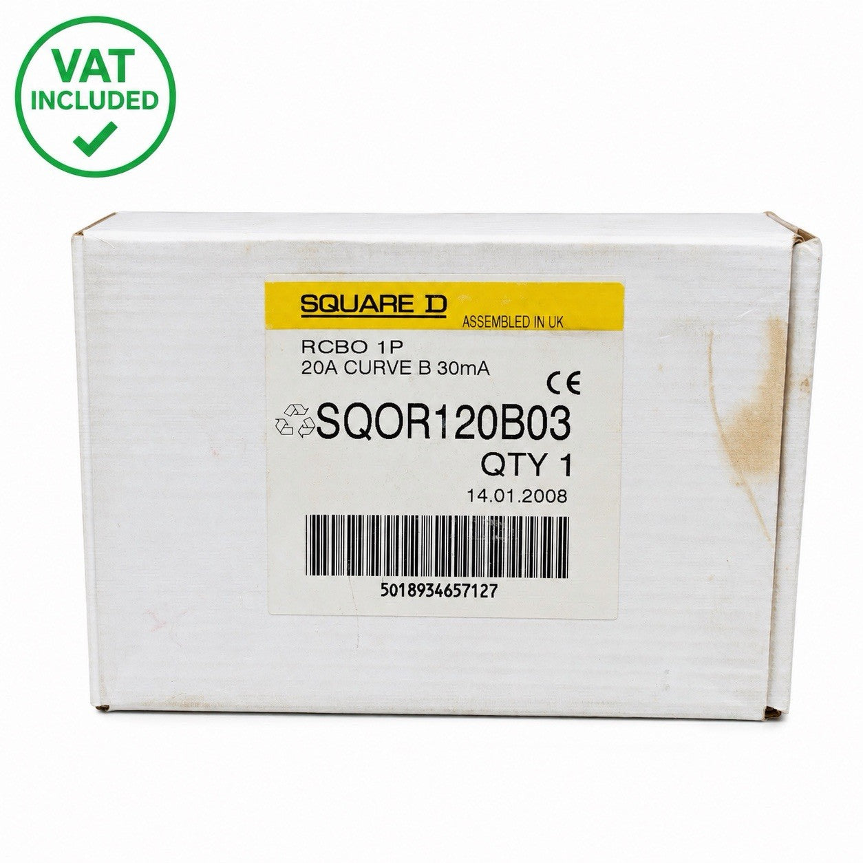 Square D SQOR120B03 RCBO 20A B Curve 30mA 1 Pole New  VAT Included