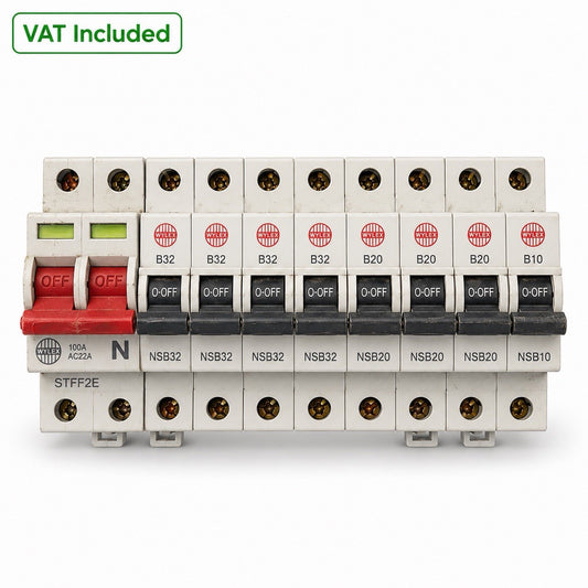 Wylex NSB MCB Bundle 8 Breakers B10 B20 B32 With 100A Main Switch Used