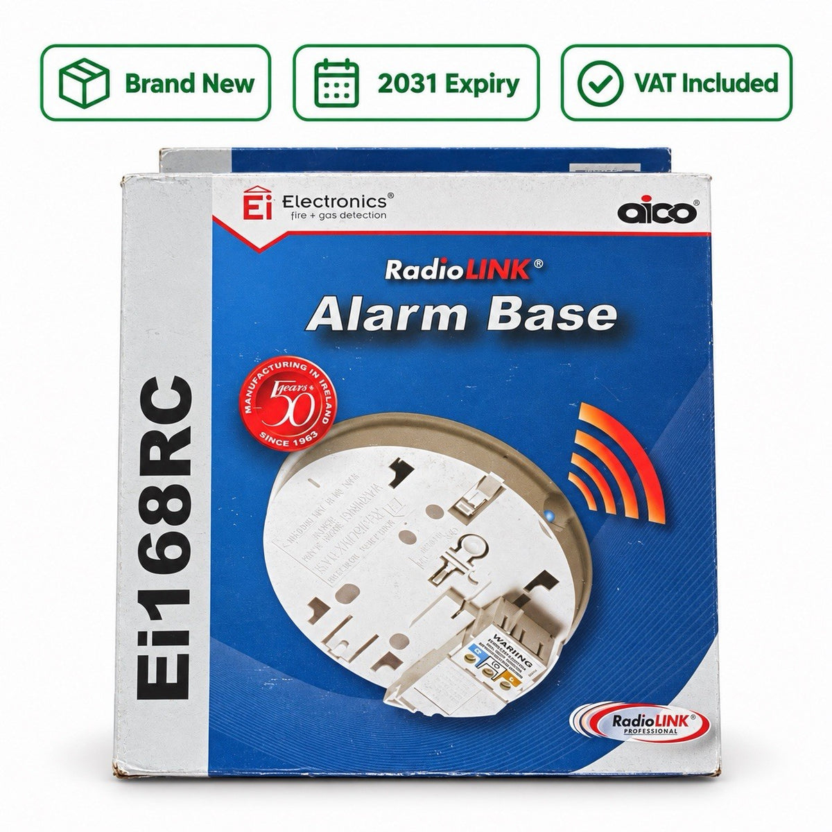 Aico Ei168RC RadioLINK Alarm Base Brand New 2031 Expiry VAT Included