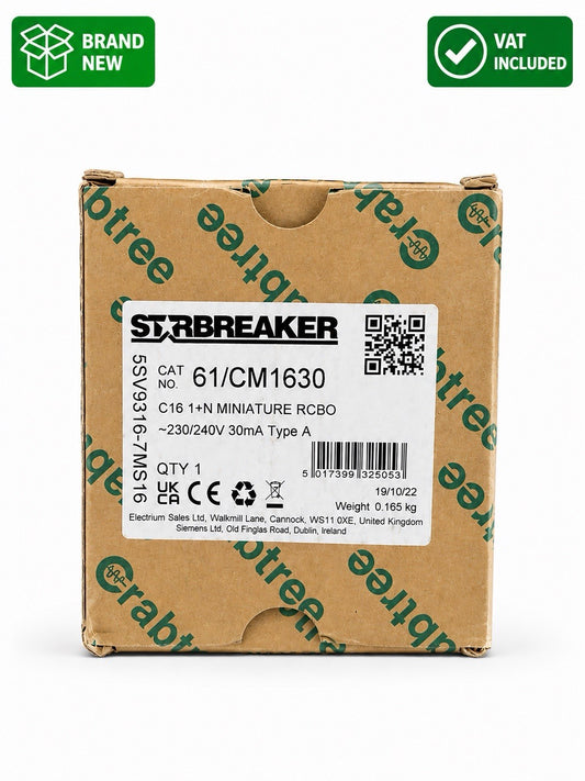 Crabtree Starbreaker 61/CM1630 C16 16A 30mA Type A Mini RCBO Brand New