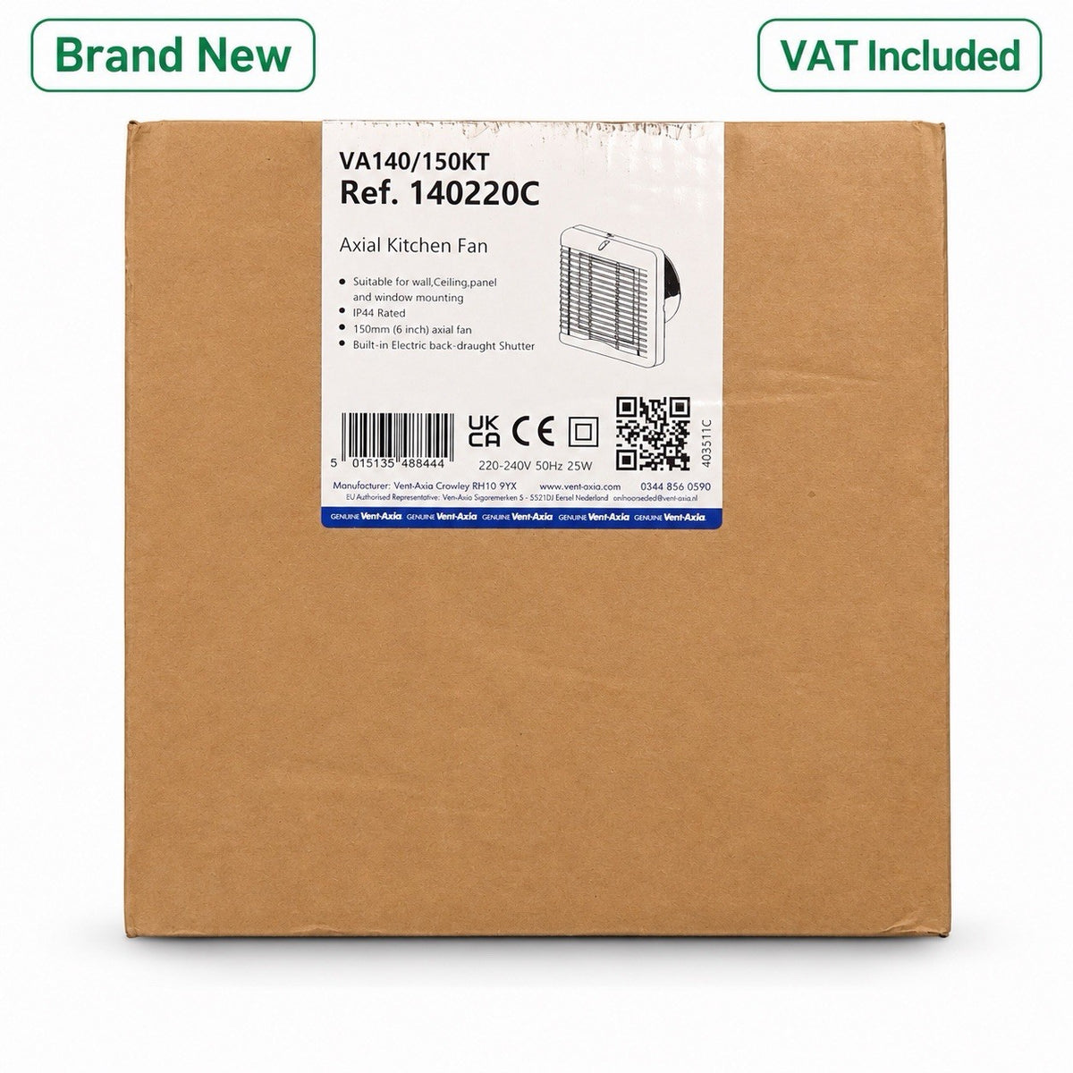 Vent-Axia VA140/150KT 140220C 150mm Kitchen Extractor Fan Brand New